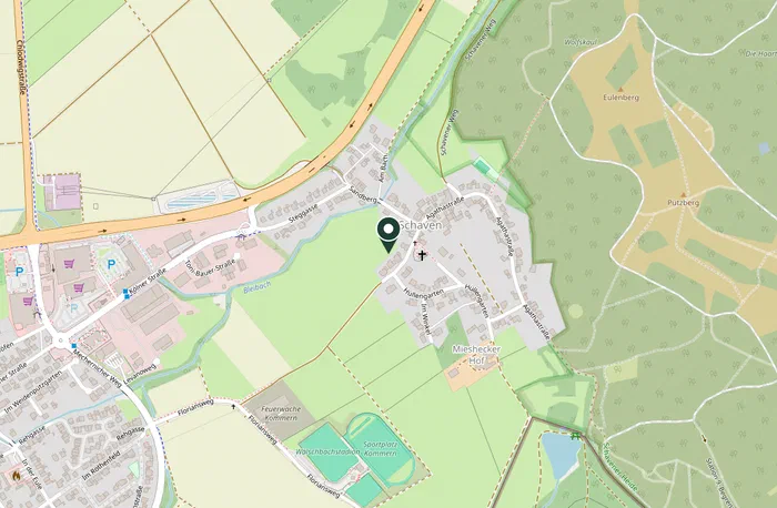 Karte von Schaven mit Markierung an der Agathastraße. Ein Klick öffnet die Karte bei OpenStreetMap in einem neuen Fenster.