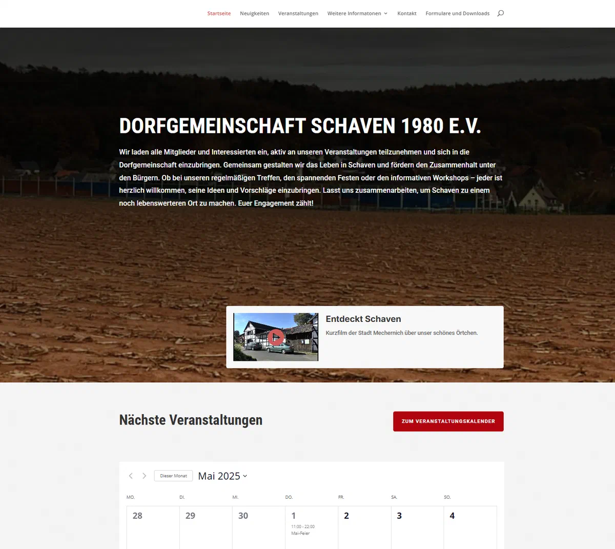 Bildschirmfoto der Startseite von dg-schaven.de