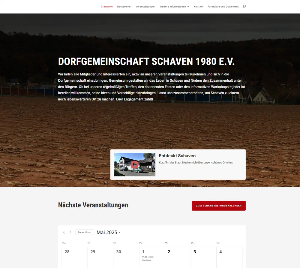 Bildschirmfoto der Startseite von dg-schaven.de