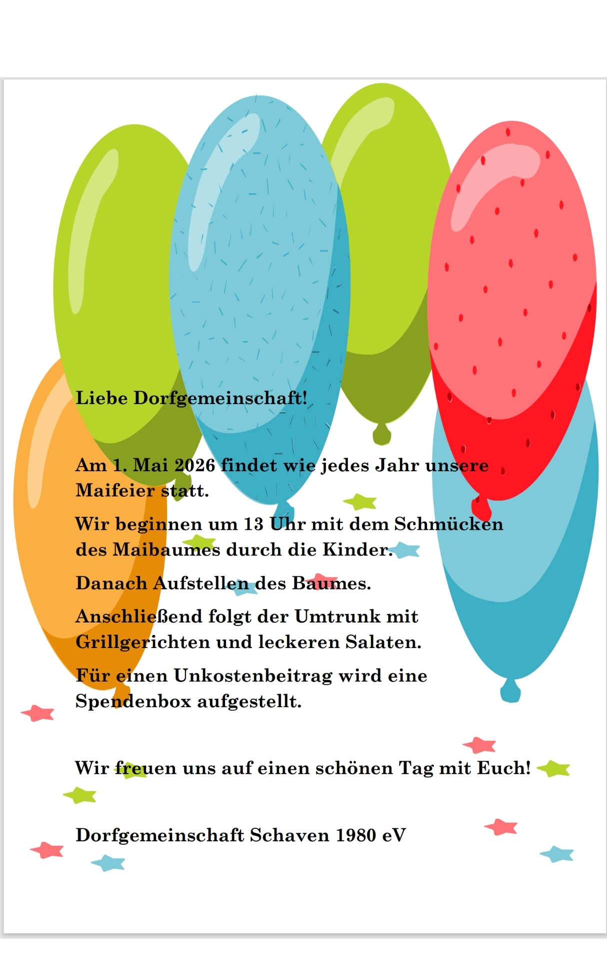 Maifeier Schaven 2026